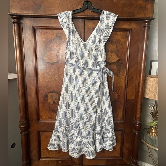 EUC Sandro- Illa Wrap Dress with crochet Detail. French Size 40/US Size 8. - Picture 2 of 9